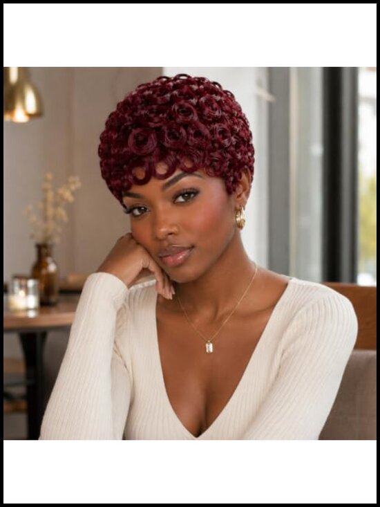 100% Real Human Hair Pixie Cut Wig Glueless Curly Short Wig